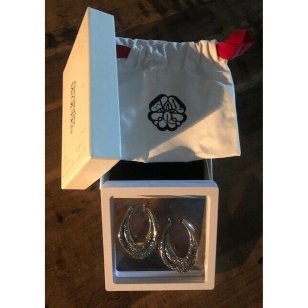 NIB $1200 ALEXANDER MCQUEEN SCULPTURAL PAVE CRYSTAL HOOP EARRINGS SOLD OUT!!! - Picture 6 of 8